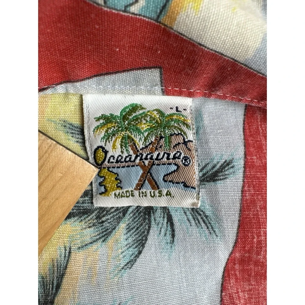 Vintage Oceanaire Hawaiian Shirt Mens Medium Floral Tropical Made in USA Red M